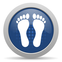 foot blue glossy web icon