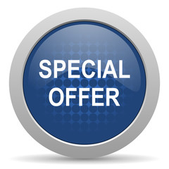 special offer blue glossy web icon