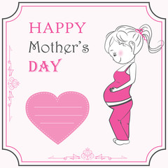 Cartoon pregnant woman and heart