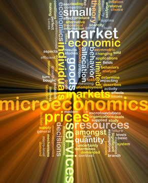 microeconomics wordcloud concept illustration glowing