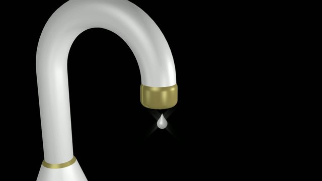 Dripping tap on black background with copyspace