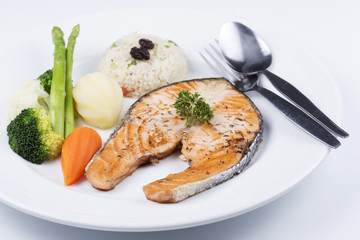 Grilled Salmon steak with Vegetables