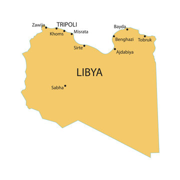 Libya map with indication of largest cities
