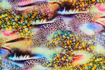 texture of print fabric striped leopard and flower