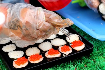 Making Japanese sushi traditional - japanese food