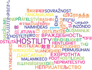 Hostility multilanguage wordcloud background concept