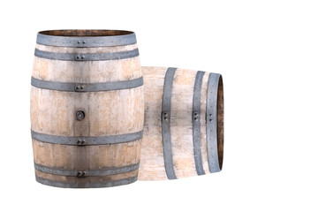 Old Wine Barrel Isolated on White Background