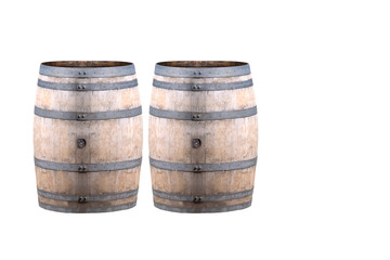 Fototapeta premium Old Wine Barrel Isolated on White Background