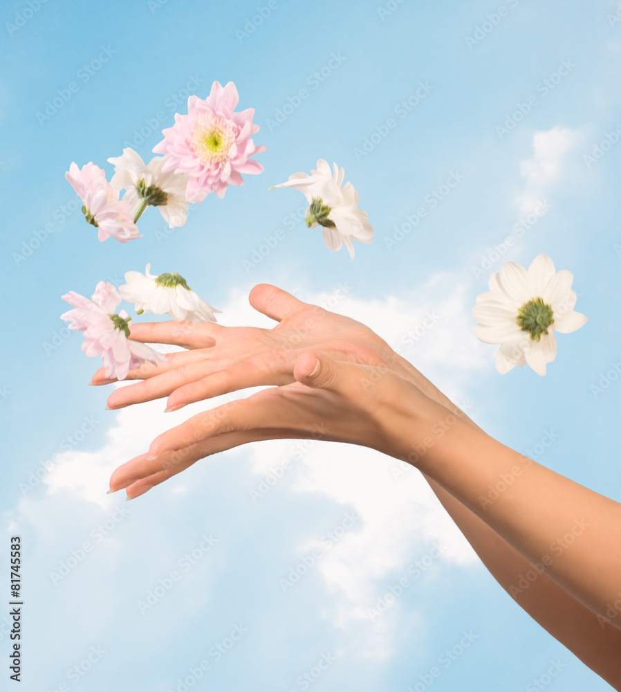 Canvas Prints women hands and flowers