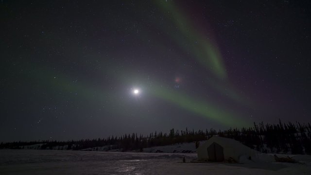 Northern lights on the polar sky