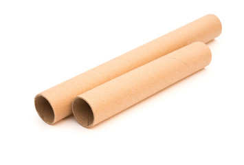 two brown empty rolls on a white background