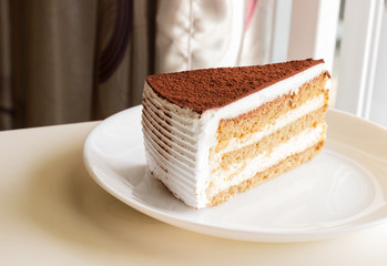 tiramisu topping with cocoa powder