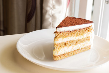 tiramisu topping with cocoa powder