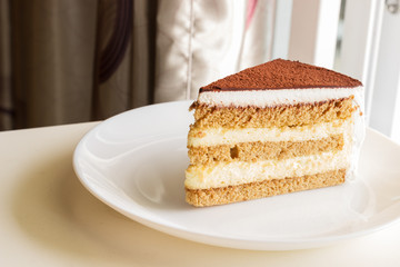 tiramisu topping with cocoa powder