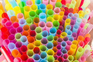 abstract background from colorful plastic straws
