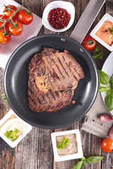 grilled beef and sauce