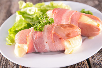 sausage, bacon and cheese