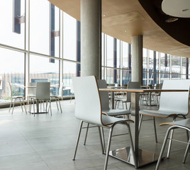 table and chair in food court