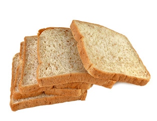 Bread wheat squares white background.