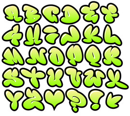 graffiti bubble vector fonts with gloss and outline lemon variat