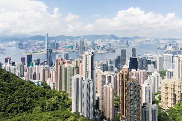 Fototapeta na wymiar Hong Kong skyline from Victoria Peak.