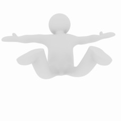 Flying 3d man on white background