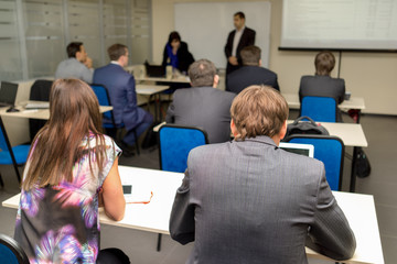 Fototapeta premium The audience listens to the acting in a classroom