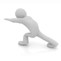 3d man isolated on white. Series: morning exercises - flexibilit