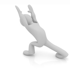 3d man isolated on white. Series: morning exercises - flexibilit