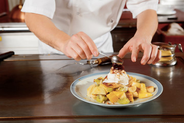 Sweet dessert in restaurant
