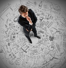 Businessman thinking projects