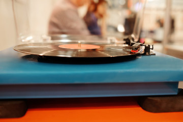 Turntable playing vinyl