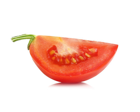 Slices of tomato isolated on white