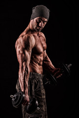 Fototapeta na wymiar Army, military, strong man, weights, exercising, gym