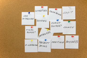 To-do tasks affixed to the corkboard.