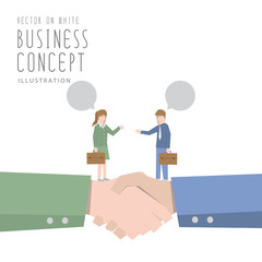 Businessman and Businesswoman talking and agreement business fla