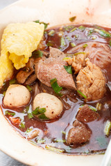 Noodles with pork and pork balls, Kuay Teow Rua.