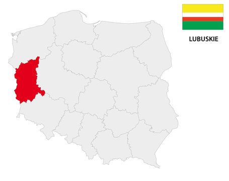 lubusz province map with flag