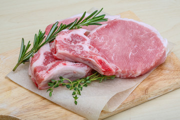 Raw pork steak