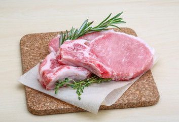 Raw pork steak