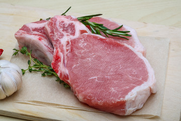 Raw pork steak