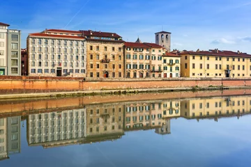 Deurstickers Old town of Pisa with reflection in Arno river, Italy © Patryk Kosmider
