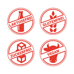 Stempel Glutenfrei Laktosefrei Zuckerfrei Vegan