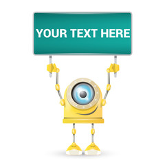 vector orange cartoon robot isolated on white