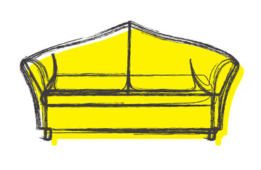 Retro Sofa Sketch Vector