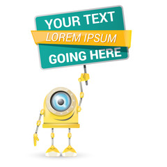 vector orange cartoon robot isolated on white