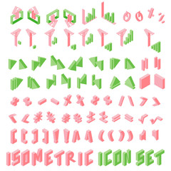 Isometric Icon Set. Vector illustration