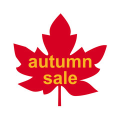 Icono texto autumn sale en hoja de arce