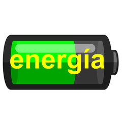Icono texto energia en pila