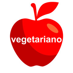 Icono texto vegetariano en manzana roja